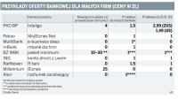Przykłady oferty bankowej dla małych firm (ceny w zł)