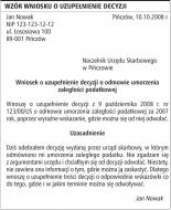 Wzór wniosku o uzupełnienie decyzji