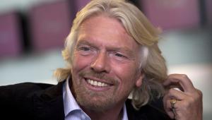 Richard Branson, założyciel i prezes Virgin Group Ltd., podczas wywiadu telewizyjnego dla Bloomberg'a w San Francisco, Kalifornia, USA