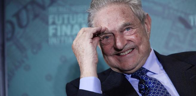  Miliarder George Soros, założyciel i prezes Soros Fund Management LLC, przemawia w trakcie konferencji Wall Street Journal Global Finance w Horsham.