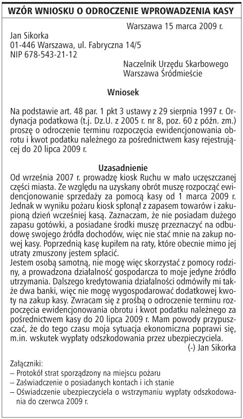 <strong>Termin</strong> instalacji kasy fiskalnej można czasem odroczyć