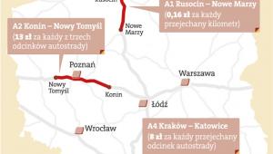 Płacić musimy na trzech odcinkach autostrad