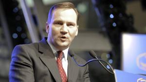 Minister spraw zagranicznych Radosław Sikorski z PO startuje z pierwszego miejsca w woj....
