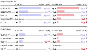 Wyniki finansowe wybranych TFI