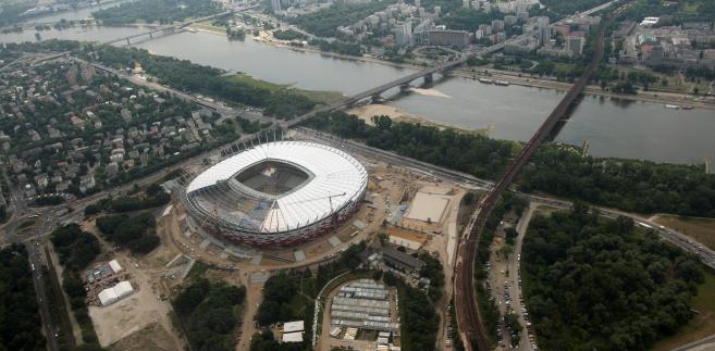 Budowa Stadionu Narodowego w Warszawie. Zdjęcie z dnia 16 czerwca 2011 roku