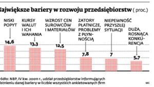Największe bariery w rozwoju przedsiębiorstw