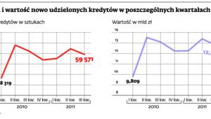 Liczba i wartość nowo udzielonych kredytów w poszczególnych kwartałach