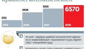 Liczba ogłoszonych upadłości konsumenckich