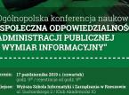 Konferencja "Społeczna odpowiedzialność administracji publicznej – wymiar informacyjny” już 17 października