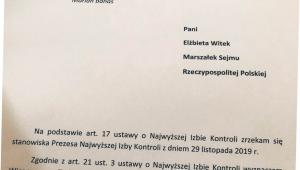 Projekt pisma rezygnacji przesłany do Mariana Banasia